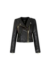 Black women's leather biker jacket KURDS-0323A-1116(KS)