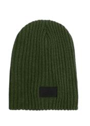 Men's green winter hat CZAMT-0011-54(Z25), front product view on white background.