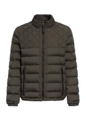 Men's olive quilted jacket KURMT-0401-57(Z25) - front product view on white background.