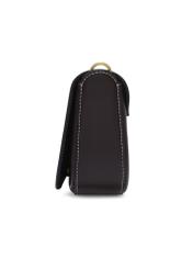 Brown women's handbag with stitching TOREC-1380-1H(Z26), side view of the product on a white background.