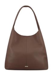 Brown leather shopper bag TORES-1372-1K(Z26) – front view of the product on a white background.
