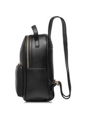 Black women's imitation leather backpack TOREC-0920-99(W26) - side product view, on white background.