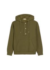 Women's khaki hooded sweatshirt BLZDT-0111A-8D(W26), front product view on white background.