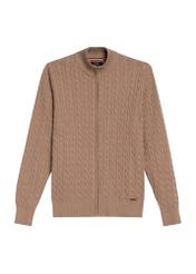 Men's caramel zipper sweater SWEMT-0169-24(Z25) - front product view on white background.