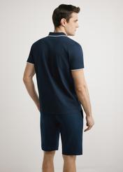Men's dark navy polo shirt POLMT-0092-7E(W26), back view of the product on the model. Half of the silhouette visible.