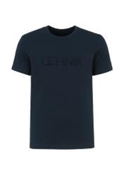 Men's navy blue T-shirt with logo TSHMT-0090-69(W23)-04