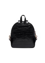 Black women's crocodile-effect leather backpack TORES-1323-9G(Z26), rear view, on a white background.