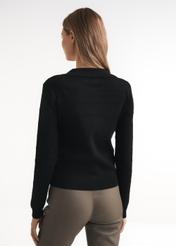 Black women's V neck blouse BLUDT-0153-99(Z22)-03