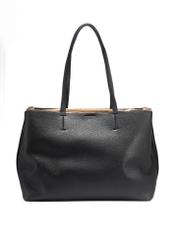 Black large women's handbag TOREC-1054-99(Z25), product view from the back on a white background.
