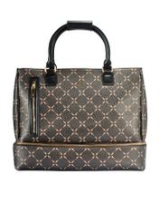 Brown monogrammed travel bag TOREC-1079-89(Z25), product view without strap from the front on white background.
