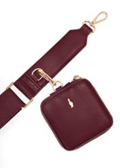 Burgundy women's messenger bag with chain TOREC-0767 C-49(Z 25), view of the detachable pouch on a white background.