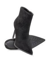 Black suede high heel ankle boots BUTYD-1207-99(Z25), diagonal product view on white background.