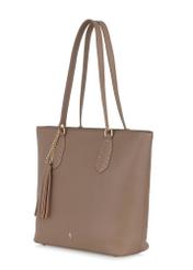 Brown padded faux leather shopper bag TOREC-0905-89(W24)-02