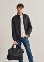 Men's navy blue leather bag TORMS-0100-69(W23)-08