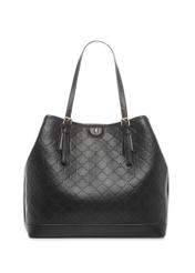 Black shopper bag with monogram TOREC-1181-9P(W26), front product view on white background.