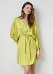 Lime mini dress with buff sleeves SUKDT-0201-52(W24)-02