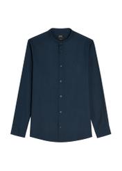 Navy blue cotton men's shirt KOSMT-0326-7E(W26), front product view on white background.