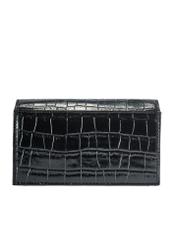 Black leather small croco handbag TORES-1133E-99(Z25), product view from the back on a white background.