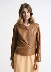 Women's cognac leather jacket KURDS-0232-1228(Z23)-02