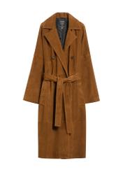Brown oversize suede women's coat KURDS-0551-0775(Z25), front product view on white background.