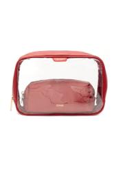 Large red two-piece women's cosmetic bag TOREC-0874A-41(Z25), front product view on white background.