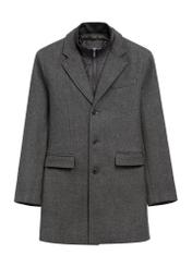 Men's gray wool coat PLAMT-0008-91(Z25), front product view on white background.