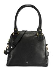 Black leather women's handbag TORES-1183-99(Z25), product view from the front on a white background.