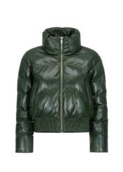 Women's green leather down jacket KURDS-0379-1247(Z22)-05