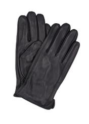 Black men's leather gloves REKMS-0089-99(Z26), front product view on white background.