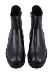 Women's leather black ankle boots BUTYD-1290-99(Z26), front product view on white background.