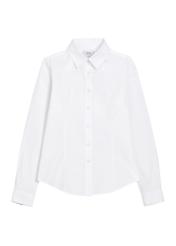Women's white cotton shirt KOSDT-0190-0A(Z26) - front product view, on white background.