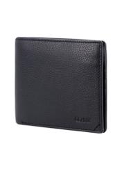 Black men's leather wallet PORMS-0721-99(Z26), diagonal product view on white background.