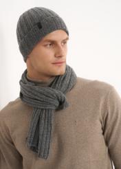 Men's grey winter cap CZAMT-0033-91(Z24)-01