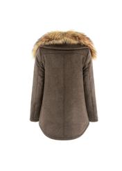 Oliwkowa wydłużona kurtka damska KURDT-0017-89(Z16)-04