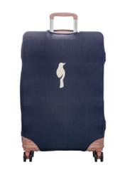 Navy blue cover for large suitcase AW-013-0002-7D-L(W26), product view from the back on the suitcase.