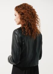 Women's black short leather jacket KURDS-0472-1116(W24)-02