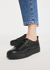 Black leather women's sneakers BUTYD-1062-98(W25)-11