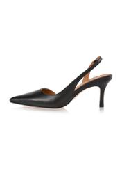 Black leather pumps with cut-out heel BUTYD-1078A-99(W26), side view of the product on a white background.