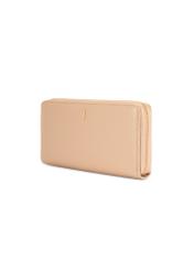 Beige leather women's wallet PORES-0800R-1B(W26) - diagonal product view, on a white background.