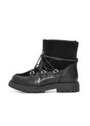 Women's black suede snow boots BUTYD-1201-99(Z25), side view of the product on a white background.