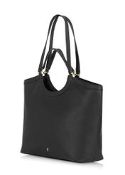 Black imitation leather shopper bag TOREC-0871-99(W24)-02