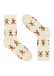 Set of women's Christmas socks ZESDT-0035-15(Z25), view of the first pair from the set on a white background.
