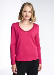 Women's long sleeve V neck blouse LSLDT-0027-31(Z22)-01