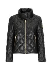 Women's leather jacket with high collar KURDS-0335-5339(Z21)-03