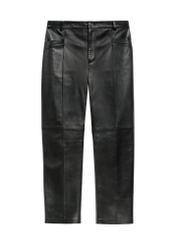Women's black leather trousers SPODS-0048-99(Z26) - front product view, on white background.