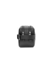 Black leather men's cosmetic bag TORMS-0412R-9I(W26), side product view on white background.