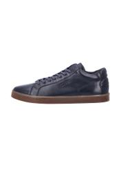 Navy blue men's leather sneakers BUTYM-0405C-7D(Z26), side product view on white background.