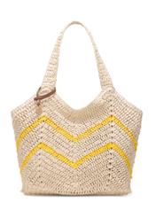 Stiffened straw imitation shopper bag TOREC-0942A-25(W25)