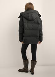 Women's jacket with natural fill KURDT-0702-99(Z26), back view of the product on a model. Full body visible.