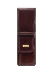 Burgundy leather pen case PL-178-4D(KS), front product view on white background.
